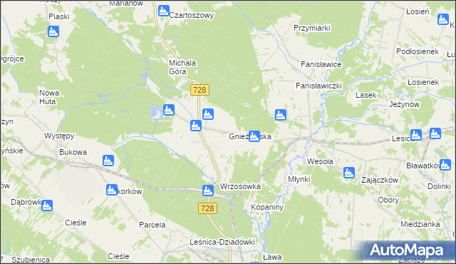 mapa Gnieździska, Gnieździska na mapie Targeo