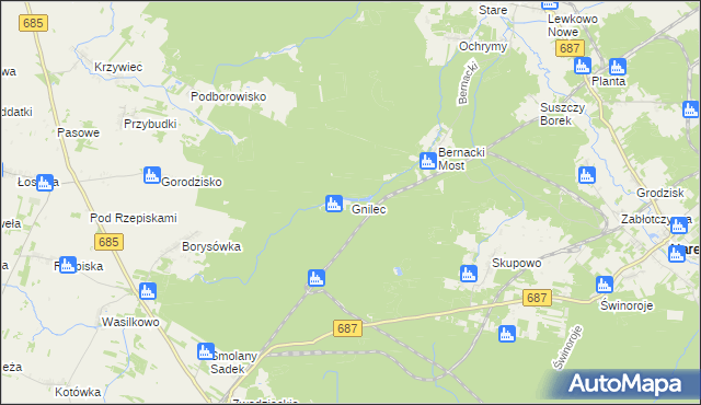 mapa Gnilec, Gnilec na mapie Targeo