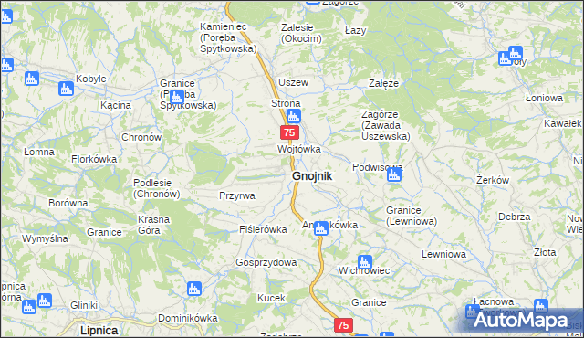 mapa Gnojnik, Gnojnik na mapie Targeo