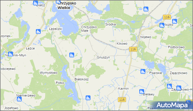 mapa Gnuszyn, Gnuszyn na mapie Targeo