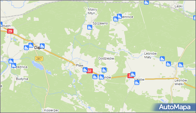 mapa Godziejów, Godziejów na mapie Targeo