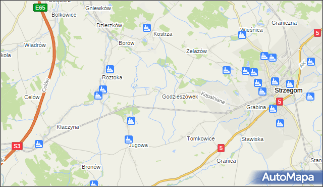 mapa Godzieszówek, Godzieszówek na mapie Targeo