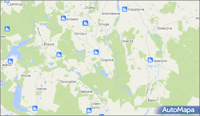 mapa Gogolice gmina Trzcińsko-Zdrój, Gogolice gmina Trzcińsko-Zdrój na mapie Targeo