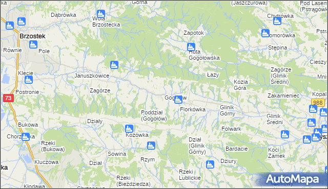 mapa Gogołów gmina Frysztak, Gogołów gmina Frysztak na mapie Targeo