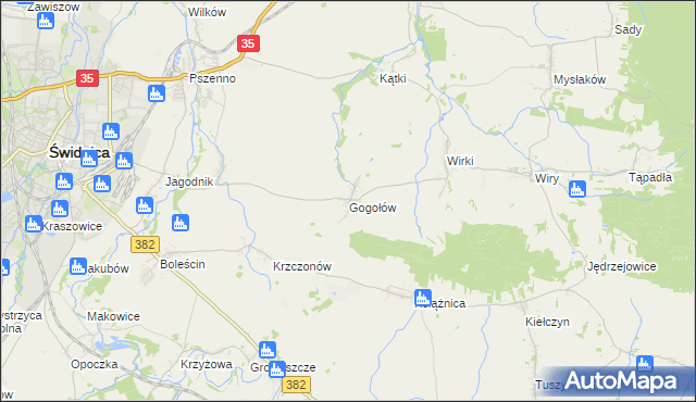 mapa Gogołów gmina Świdnica, Gogołów gmina Świdnica na mapie Targeo