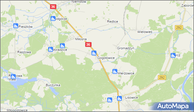 mapa Gogołowice gmina Lubin, Gogołowice gmina Lubin na mapie Targeo