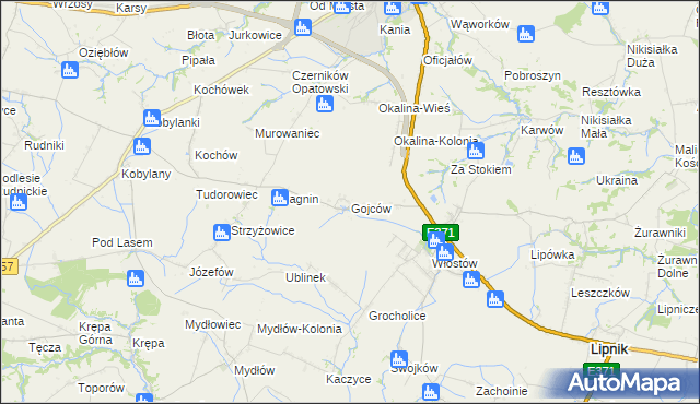 mapa Gojców, Gojców na mapie Targeo