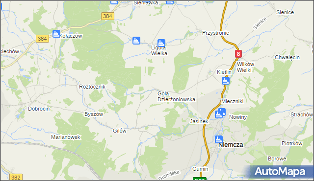 mapa Gola Dzierżoniowska, Gola Dzierżoniowska na mapie Targeo