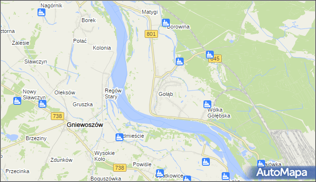 mapa Gołąb gmina Puławy, Gołąb gmina Puławy na mapie Targeo