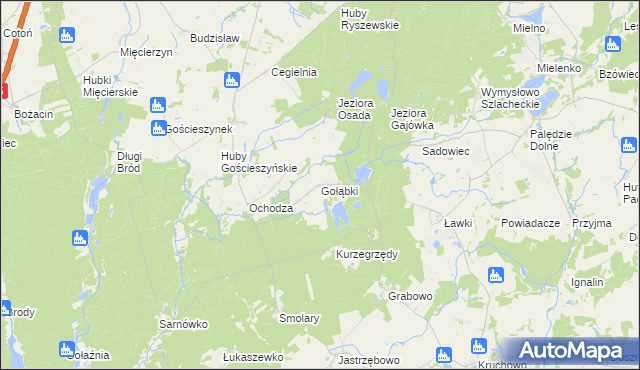 mapa Gołąbki gmina Trzemeszno, Gołąbki gmina Trzemeszno na mapie Targeo
