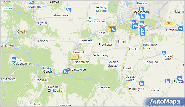 mapa Gołaczewy, Gołaczewy na mapie Targeo