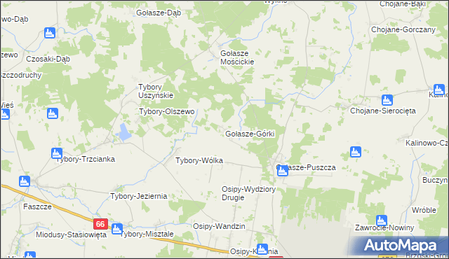 mapa Gołasze-Górki, Gołasze-Górki na mapie Targeo