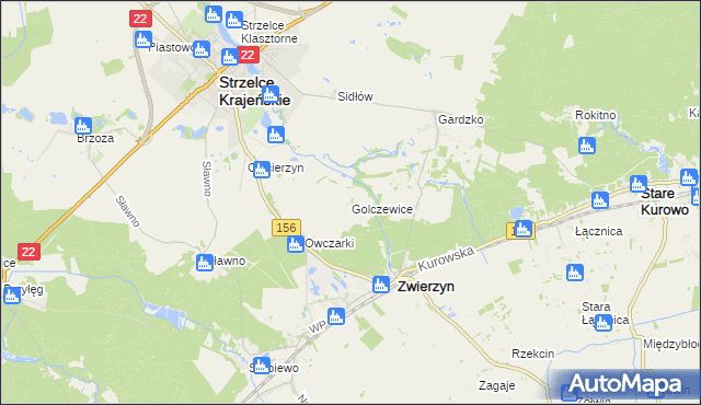 mapa Golczewice, Golczewice na mapie Targeo