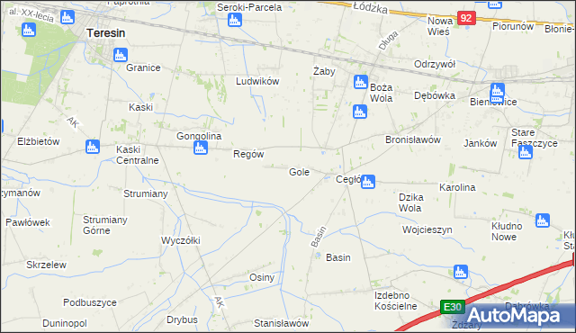 mapa Gole gmina Baranów, Gole gmina Baranów na mapie Targeo