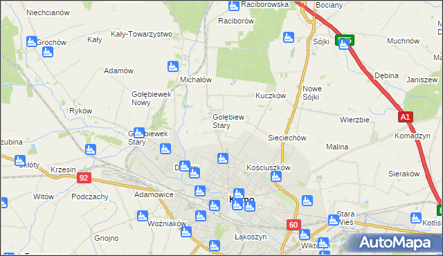 mapa Gołębiew Nowy, Gołębiew Nowy na mapie Targeo