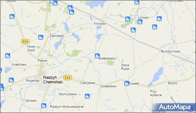 mapa Gołębiewko gmina Gruta, Gołębiewko gmina Gruta na mapie Targeo