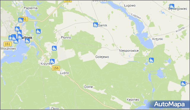 mapa Golejewo gmina Pełczyce, Golejewo gmina Pełczyce na mapie Targeo
