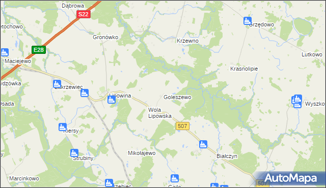 mapa Goleszewo, Goleszewo na mapie Targeo