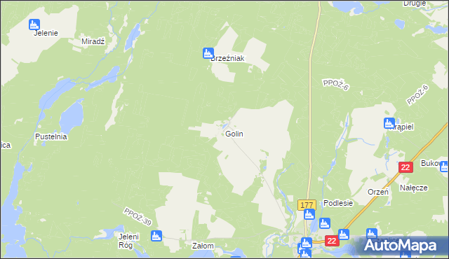 mapa Golin gmina Człopa, Golin gmina Człopa na mapie Targeo