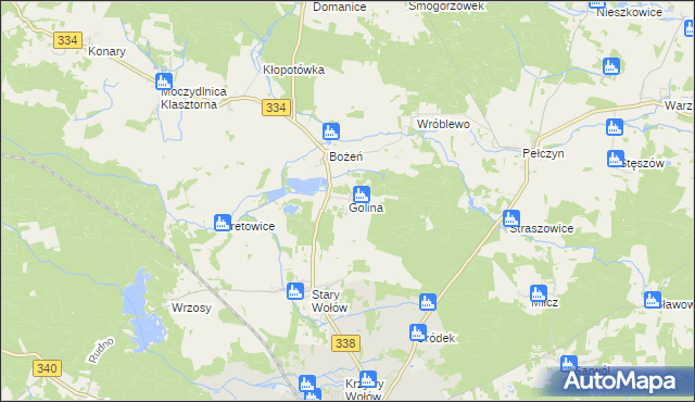 mapa Golina gmina Wołów, Golina gmina Wołów na mapie Targeo