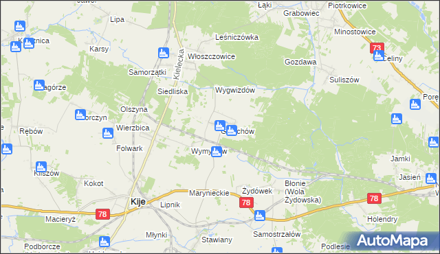 mapa Gołuchów gmina Kije, Gołuchów gmina Kije na mapie Targeo