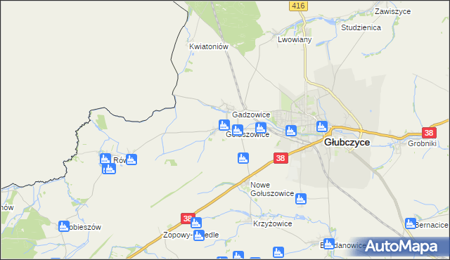 mapa Gołuszowice, Gołuszowice na mapie Targeo