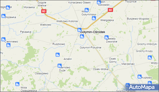 mapa Gołymin-Południe, Gołymin-Południe na mapie Targeo