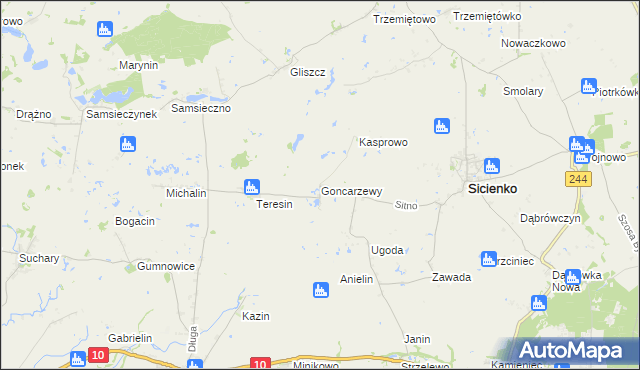 mapa Goncarzewy, Goncarzewy na mapie Targeo