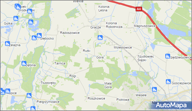 mapa Góra gmina Niemodlin, Góra gmina Niemodlin na mapie Targeo