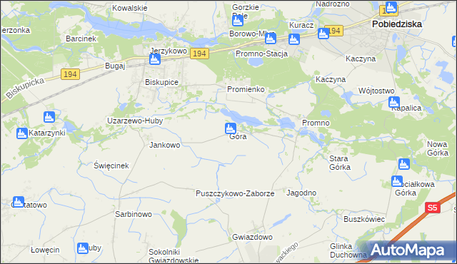 mapa Góra gmina Pobiedziska, Góra gmina Pobiedziska na mapie Targeo