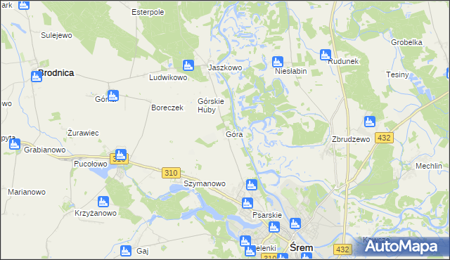 mapa Góra gmina Śrem, Góra gmina Śrem na mapie Targeo