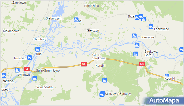 mapa Góra Strękowa, Góra Strękowa na mapie Targeo