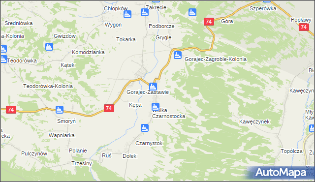 mapa Gorajec-Zagroble, Gorajec-Zagroble na mapie Targeo