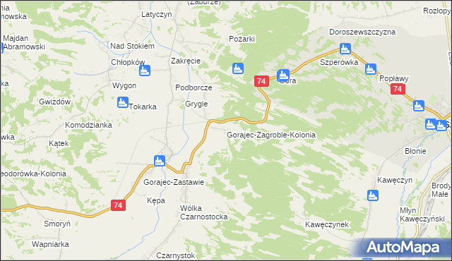 mapa Gorajec-Zagroble-Kolonia, Gorajec-Zagroble-Kolonia na mapie Targeo