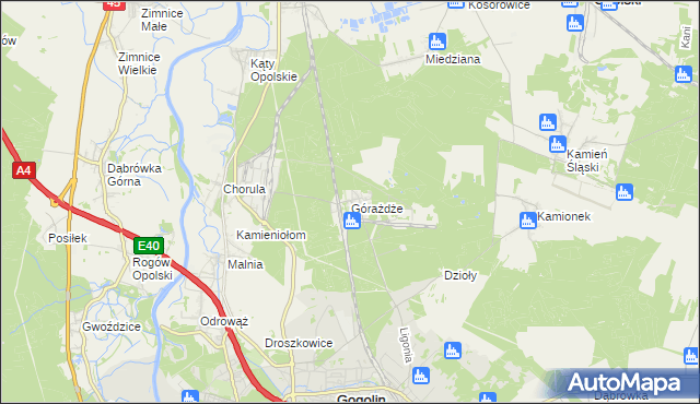 mapa Górażdże, Górażdże na mapie Targeo