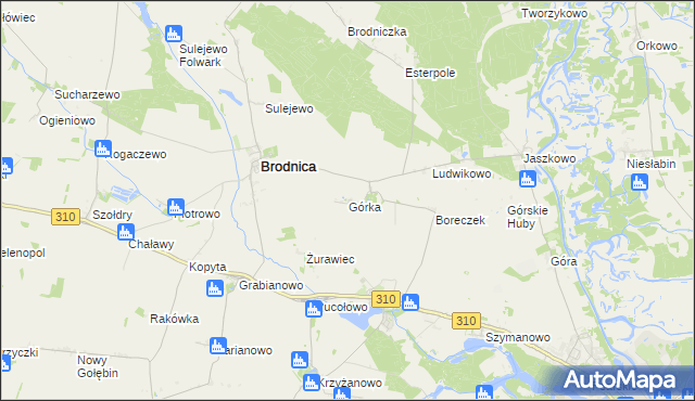 mapa Górka gmina Brodnica, Górka gmina Brodnica na mapie Targeo