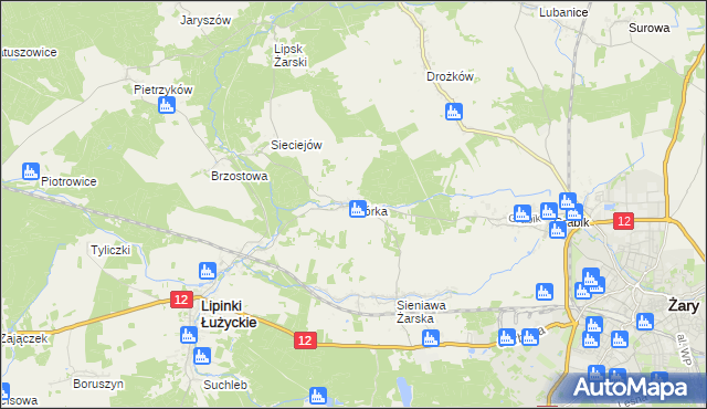 mapa Górka gmina Lipinki Łużyckie, Górka gmina Lipinki Łużyckie na mapie Targeo