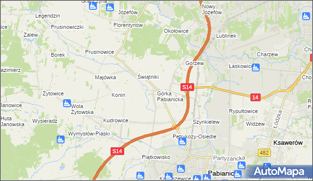 mapa Górka Pabianicka, Górka Pabianicka na mapie Targeo