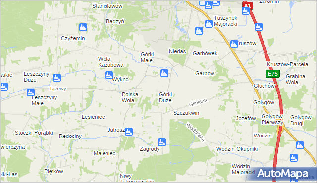 mapa Górki Duże gmina Tuszyn, Górki Duże gmina Tuszyn na mapie Targeo