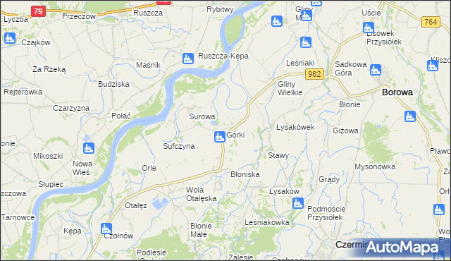 mapa Górki gmina Borowa, Górki gmina Borowa na mapie Targeo