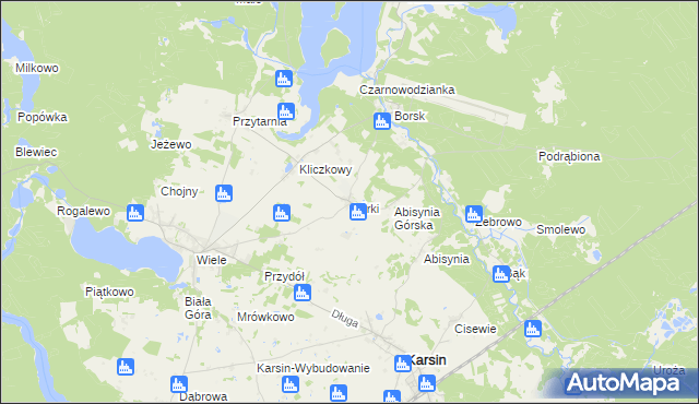 mapa Górki gmina Karsin, Górki gmina Karsin na mapie Targeo