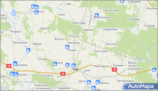 mapa Górki gmina Kije, Górki gmina Kije na mapie Targeo