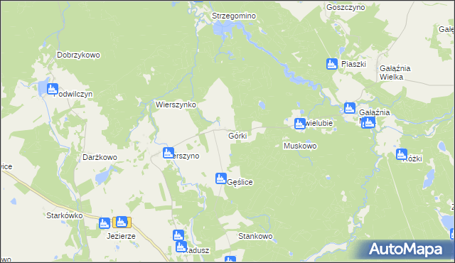 mapa Górki gmina Kołczygłowy, Górki gmina Kołczygłowy na mapie Targeo