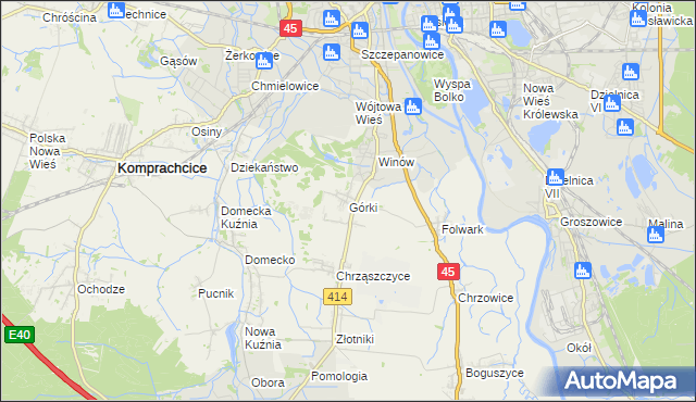 mapa Górki gmina Prószków, Górki gmina Prószków na mapie Targeo