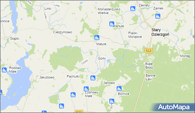 mapa Górki gmina Stary Dzierzgoń, Górki gmina Stary Dzierzgoń na mapie Targeo