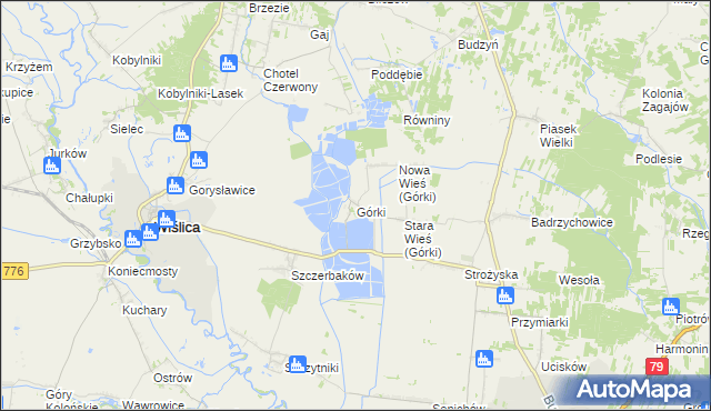 mapa Górki gmina Wiślica, Górki gmina Wiślica na mapie Targeo