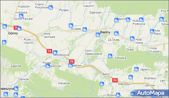 mapa Górki Napękowskie, Górki Napękowskie na mapie Targeo