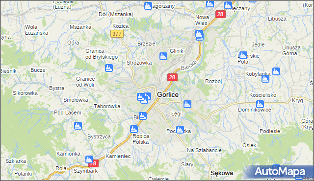 mapa Gorlic, Gorlice na mapie Targeo