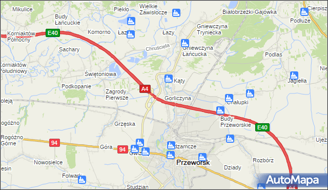 mapa Gorliczyna, Gorliczyna na mapie Targeo