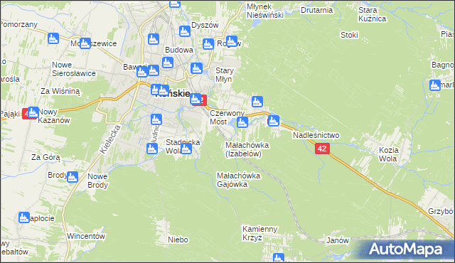 mapa Górny Młyn gmina Końskie, Górny Młyn gmina Końskie na mapie Targeo